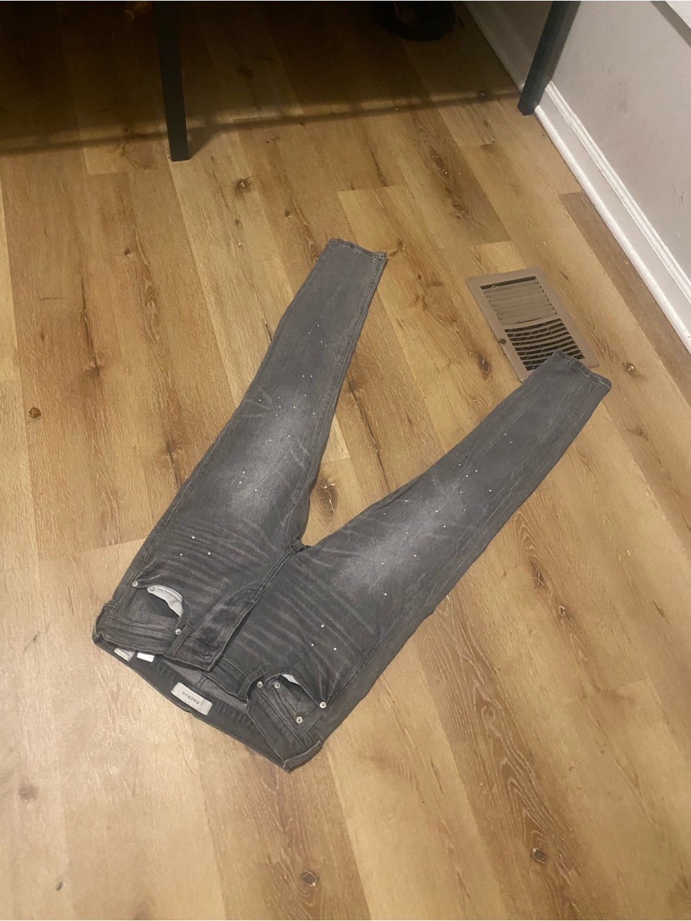 Men’s puscan Slim Fit Gray Paint-Splatter Jeans